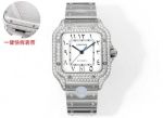 THB Factory Cartier Santos Middle East Version Tape Silver steel case with White diamonds diameter 39.8mm watch
